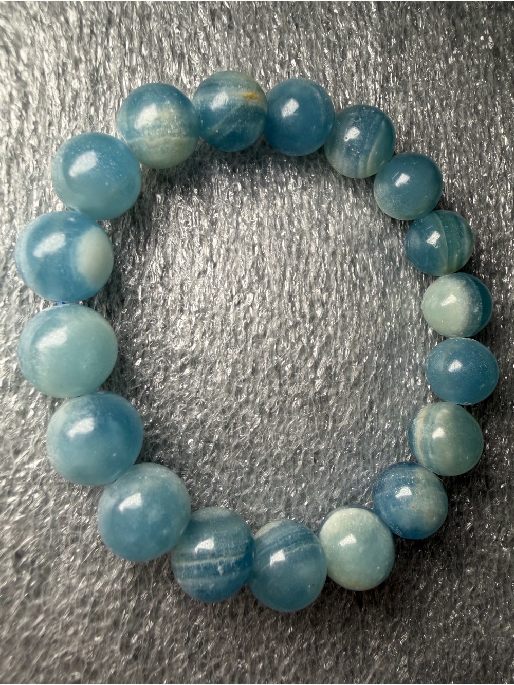 Beautiful 11MM Blue Calcite Natural Crystal Bracelet